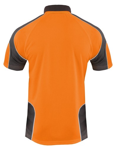 Work Polo Hi Vis Shirts Short Sleeve Mens Ladies PANEL PIPING Orange Yellow Pink - Picture 53 of 70