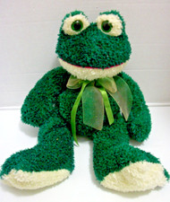 KellyToy Stuffed Plush Frog Green Shimmery 15" Standing 9" Sitting VGC