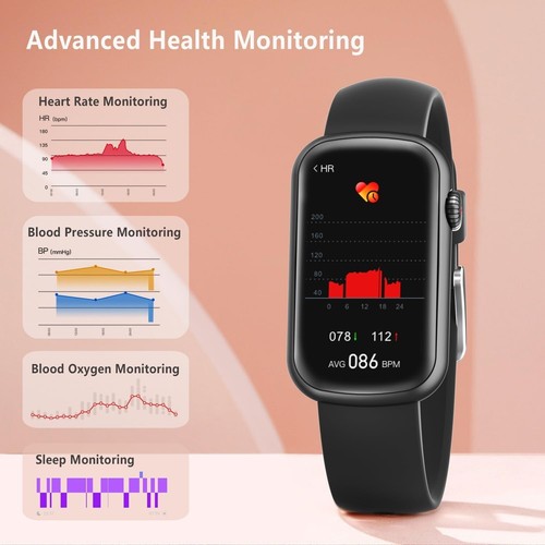 FITVII Slim Fitness Tracker with Blood Oxygen, Blood Pressure, 24/7 Heart Rate - Zdjęcie 3 z 9