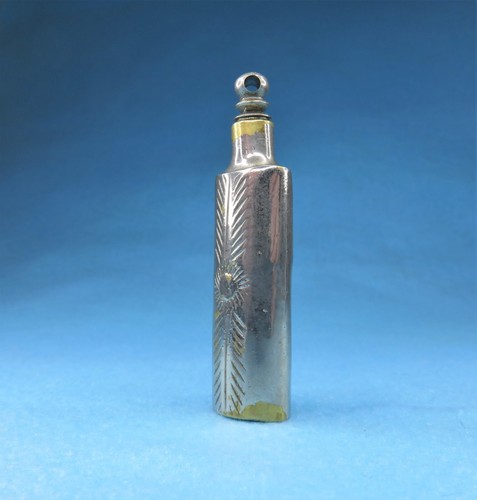 Vintage versilbertes Messing, Anhängerstil, ovale Duftflasche mit Tauchstick - Bild 7 von 24