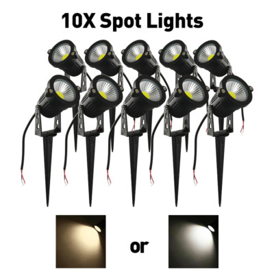 10X LED Spot Lamps 12V Spotlights with Spike Yard Lawn Hardwired Cool/Warm White
