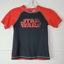Star Wars Boys Rash Guard Swim Top Size Small 5-6 Y Black Red