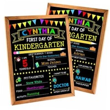 First  Last Day of School Chalkboard with Frame, 14 x 11 Inch First Day of