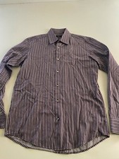 Hugo Boss Purple Stripe LONG SLEEVE SHIRT Medium M 15.75 x 35/36
