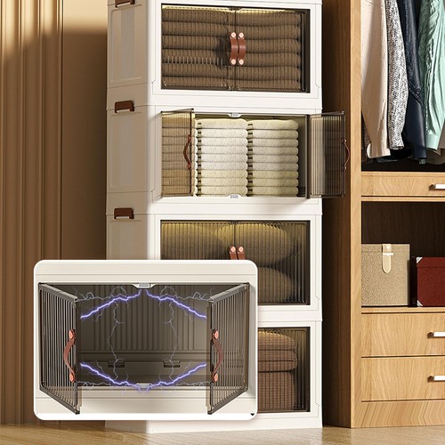 3/5 Stackable Storage Bins Closet Organizer Plastic Container Box With Wheels - Picture 8 of 14