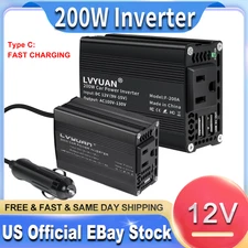 200W Car Power Inverter DC 12V to AC 110V Converter With USB Fast Charging Mini