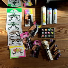 Face rhinestone jewelry, cosmetic and body glitter, glitter spray, UV hair spray