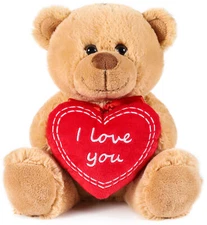 BRUBAKER Teddy Plush Bear with Red Heart - I Love You - 9.84 Inches - Plush