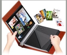 Photo Album Self Adhesive Leather Cover Self-Stick 60 Black Pages DIY Magnetic