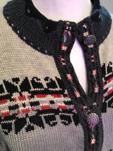 Orvis Womens Size M Grey Red Cardigan Acrylic/wool EUC - Picture 3 of 5