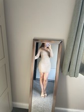 Beige Ruched Mini Dress, Size 8