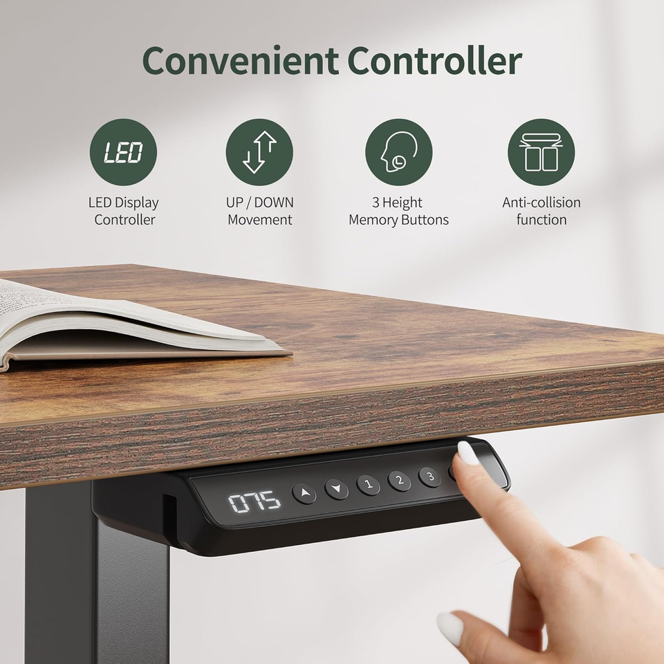 63" L Shaped Standing Desk with 4 Drawers, Electric Standing Gaming