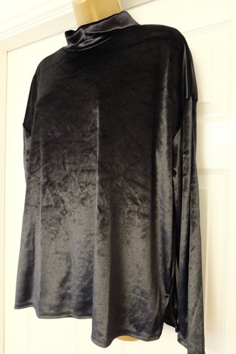 M&S Gold / Black VELVET Funnel Neck Relaxed Fit Top UK 16 - Picture 7 of 9