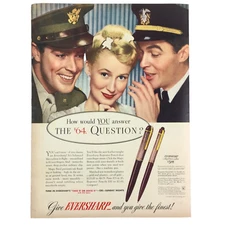 Eversharp Skyliner Pen Vintage 1943 PRINT AD WW2 Army Navy Officers Pretty Woman