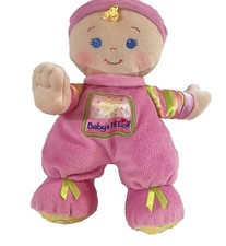 Fisher Price Baby's First Doll Plush Rattle Lovey 2008 Stuffed Toy Pink