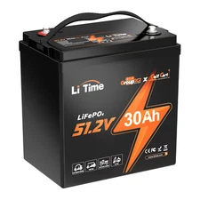 LiTime 48V 30Ah GC2 Golf Cart LiFePO4 Battery Deep Cycle 60A BMS for 2KW Motor