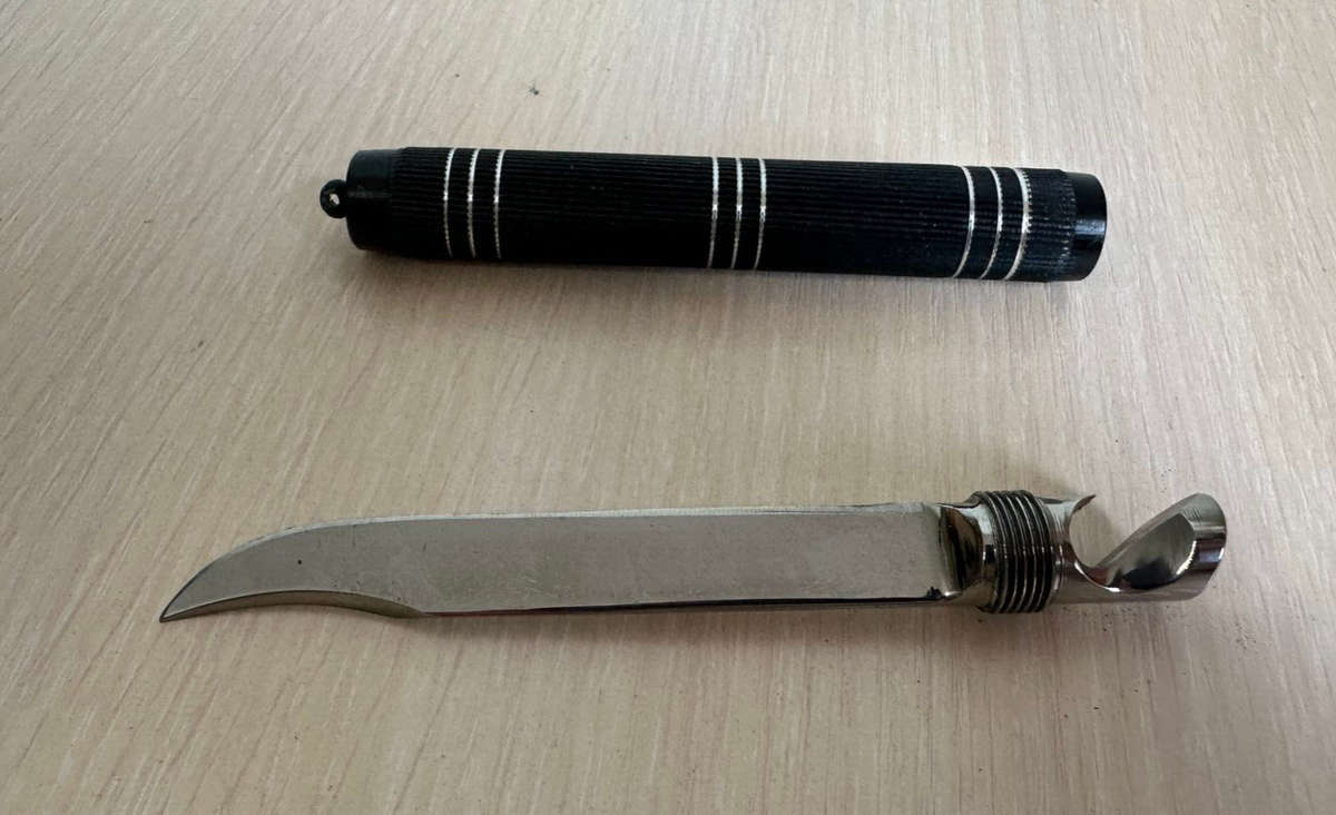 Vintage Soviet Rare Knife Barrel with an opener beer, handmade