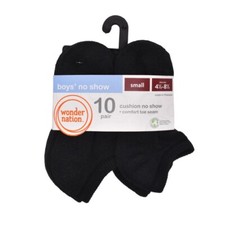 Wonder Nation Boys Cushioned No Show Socks, 10 Pack, Size S 4-8.5 