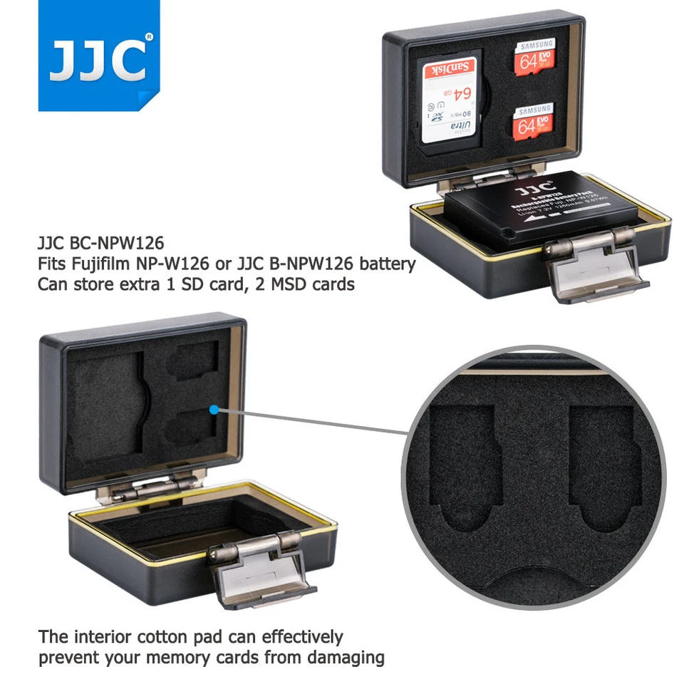 Batería de cámara JJC + 1 SD y 2 fundas para tarjetas Micro SD para Fujifilm NP-W126 NP-W126S Foto 2 de 4