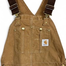 Vintage Carhartt brown R01 Firm Duck Double-Knee Bib Overall Mens 34 X 32