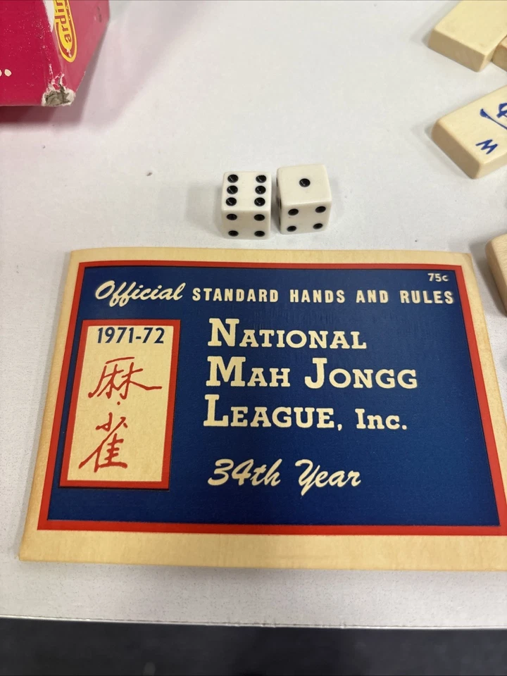 Cardinal Mah Jongg Set 1972 With 165 Tiles 4 Racks Rule Book Box And 67 Tokens - Image 4 of 4