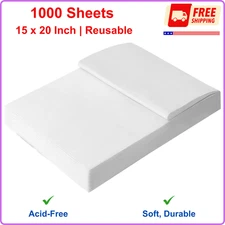 1000 Sheets White Tissue Paper Bulk - 15" x 20" Packing Paper For Moving, Crafts