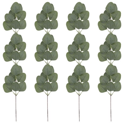 12 Pcs Foglie Di Eucalipto Simulate Steli Finto Gambo Verde Artificiale - Imagen 9 de 12