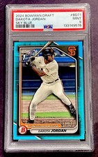 2024 BOWMAN DRAFT #BD71 DAKOTA JORDAN RC SKY BLUE #d 052/499 PSA 9 MINT