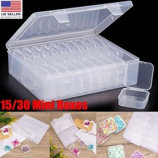 15/30pc Small Bead Organizer Plastic Bead Storage Containers Clear Boxes Case