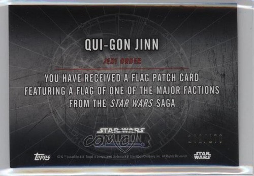 2016 Topps Star Wars Evolution Commemorative Flag 102/170 Qui-Gon Jinn Patch d8k - Picture 2 of 3