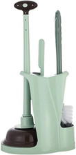 Toilet Brush and Plunger Set,Green 3 in 1 Bathroom Scrubber Plunger and Angled T