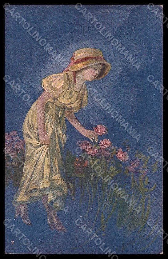 Cartolina Artista Firmata Guerzoni Fashion Glamour Lady serie 1044-1 VK8274