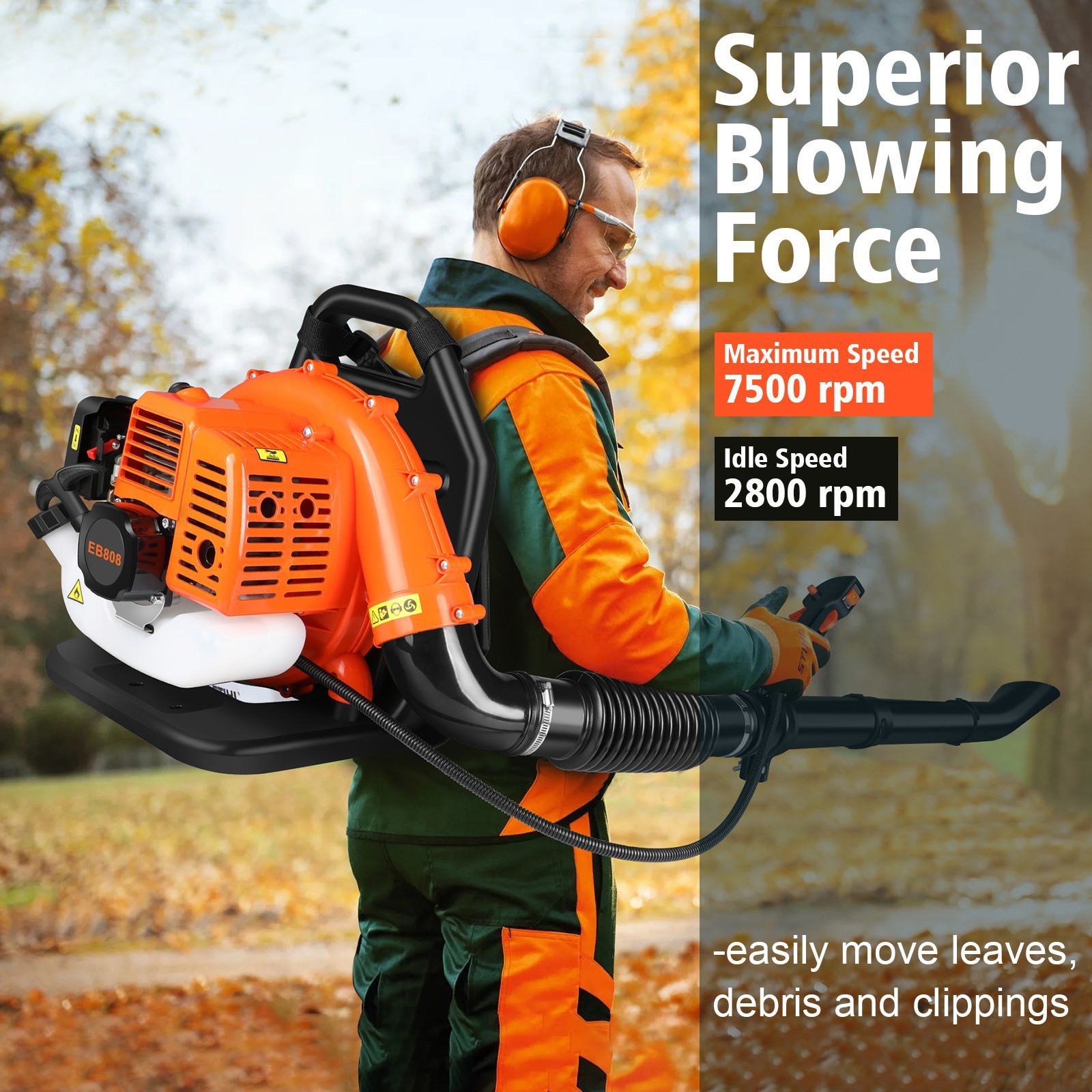 Gas Powered Snow Blower 665cfm 280mph 43cc 2-stroke 3hp