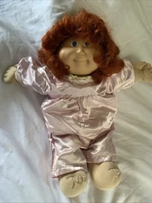 Vintage 1983 Cabbage Patch Kids Doll Red Cornsilk Hair, Blue Eyes, silk pj's