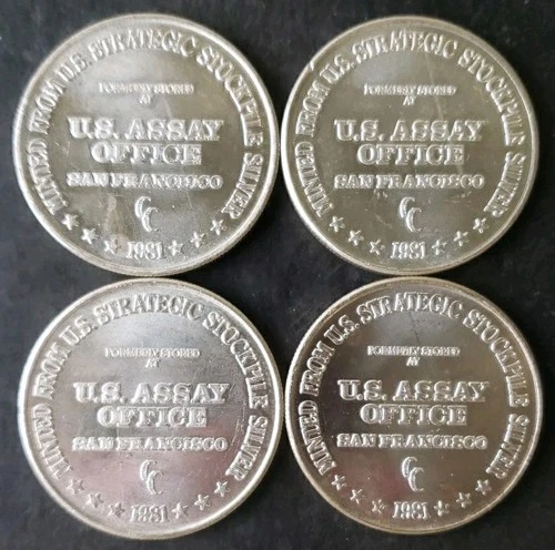Lot of Four 1981 1oz Silver Trade Unit Rounds