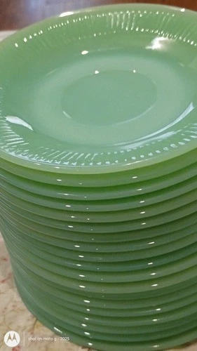 VINTAGE FIRE KING JADEITE JANE RAY 'RIBBED' SAUCERS NO CHIPS, NEVER USED NICE!