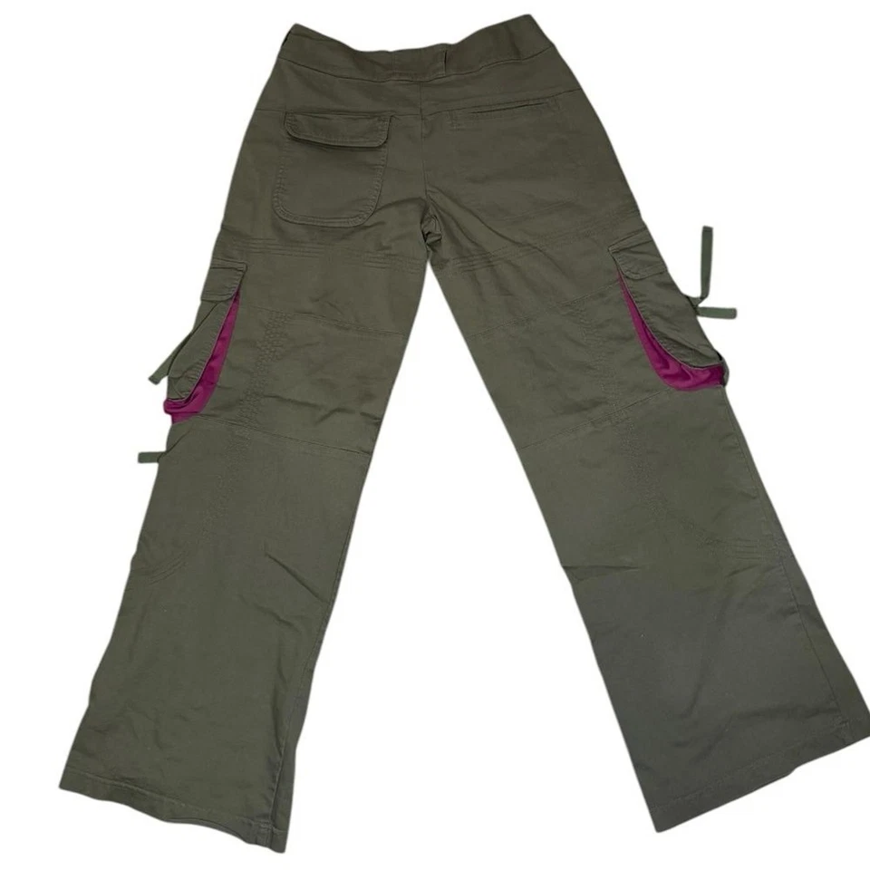 Nike Y2K оливковый зеленый и фиолетовый грузовой хип-хоп широкие брюки размер маленький 4-6 - Изображение 2 из 4