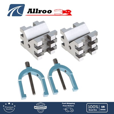 Multi-Use 2-3/8'' x 2-3/4'' x 2'' V-Block and Clamp Set Hardened Steel Precision