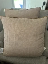 Set Of 2 Casaluna Euro Textured Chambray Cotton Decorative Pillows Warm Brown