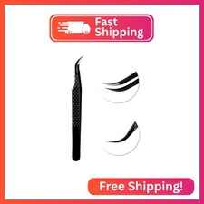 VAVALASH Lash Tweezers for Eyelash Extensions, Fiber Tip Diamond Grip Curved Twe