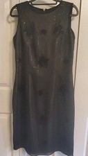 David Warren NY Size 6 Sequined Embroidered Black Dress Silk Sequins Lined