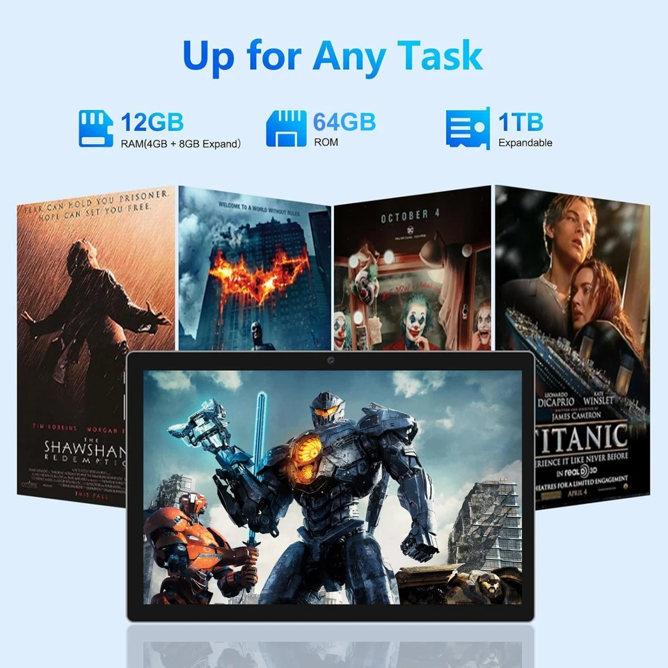 Tablet, 10.1" Android 14 Tablets Octa-Core Processor 12GB RAM 64GB ROM HD IPS... - Image 3 of 4