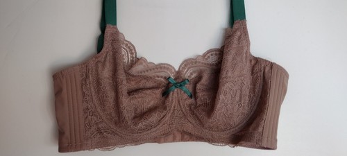 SUJETADOR CON AROS ALISADO COBERTURA COMPLETA ENCAJE CORREAS VERDE BRONCEADO BAETTY 34C