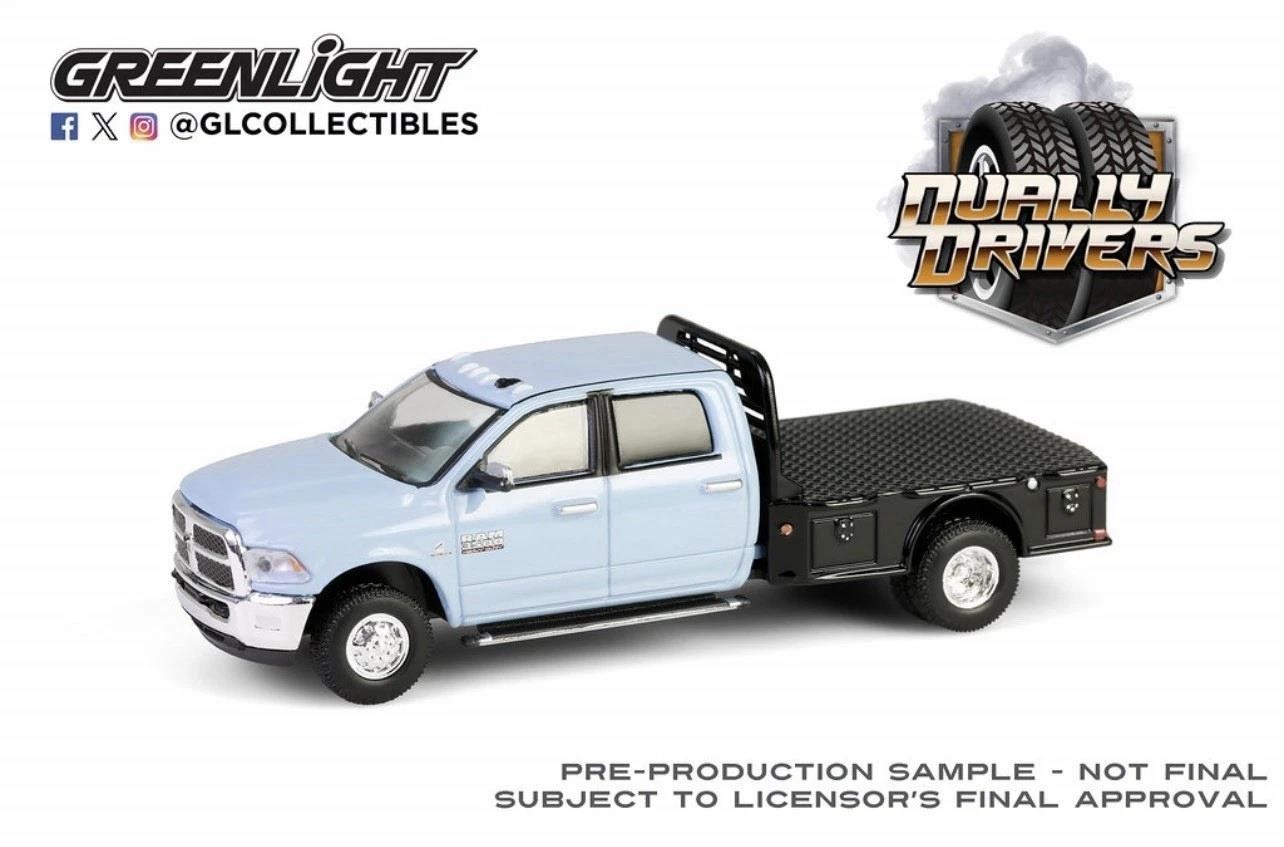 2018 RAM 3500 Dually Flatbed Robins Egg Blue 1:64 Scale Greenlight 46160C