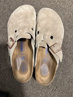 Birkenstock Boston Suede Clogs Beige Buckle Comfort Men's US 9 EU