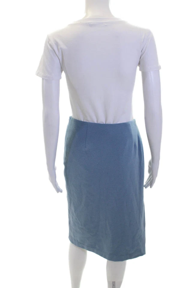 Tocca 女式抽象刺绣侧拉链中筒铅笔裙蓝色 6 码 — 第 3/4 张图片