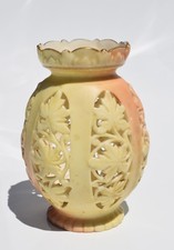 Antique Locke & Co Worcester Reticulated Vase - Vine Leaf / Two Tone #481A
