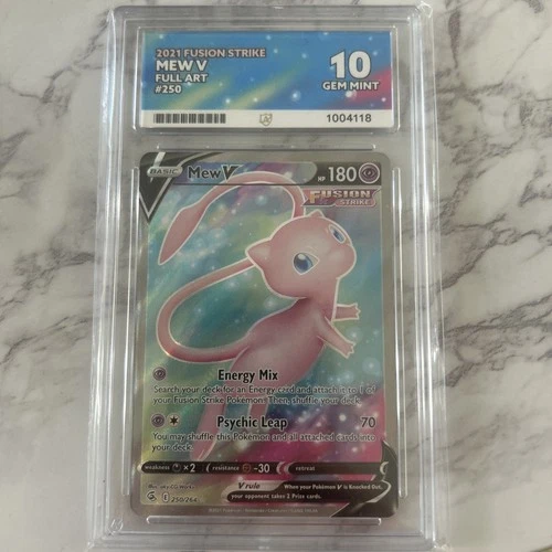 🔹ACE 10 GEM MINT🔹Mew V 250/264 Full Art Holo🔸Pokemon TCG Fusion Strike 2021