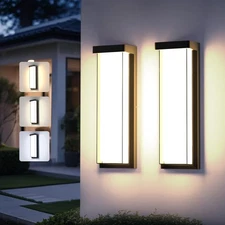 2Pack Outdoor Wall Lights Dimmable,3000K/4500K/6000K,16" IP65 Waterproof Blac...