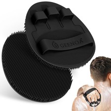 GEENOA Silicone Bath Gloves 2PCS, 360 Anti-Slip Enlarged Black 2